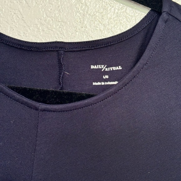Daily Ritual Jersey Ruched Front Half-Sleeve Dress in Navy Blue Size Large - Picture 7 of 14